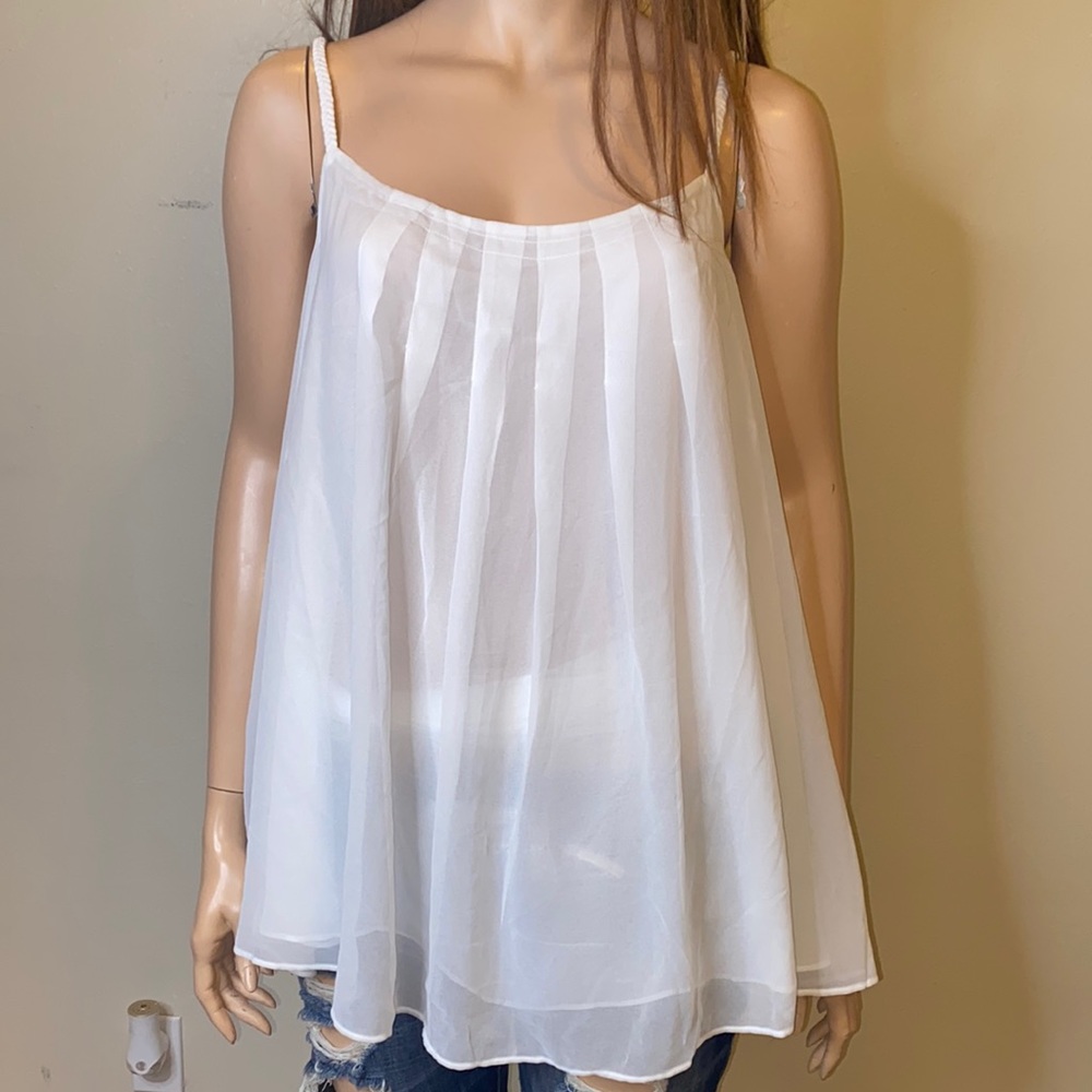 Lane Bryant white Sheer Swing Top Sz 28 Summer